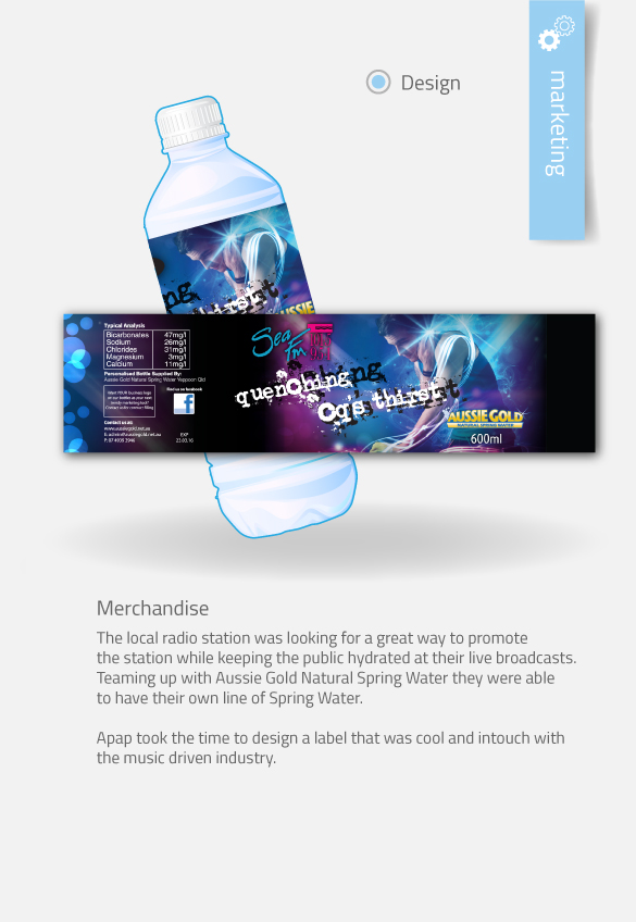 APAP Events Event Management and Graphic Design Rockhampton SeaFm Water Labels Design