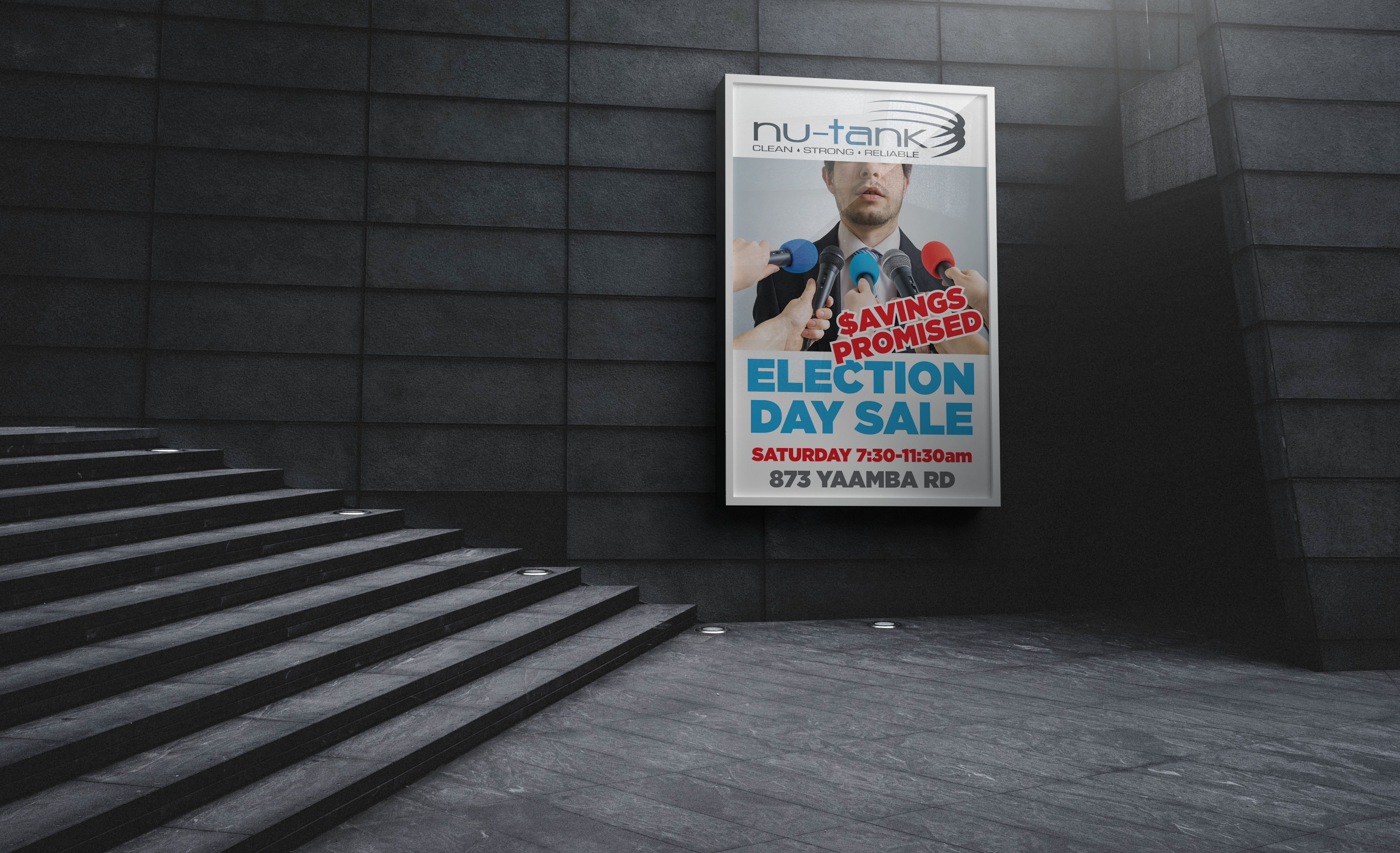 APAP Events Event Management and Graphic Design Rockhampton Nu-Tank Election Day Sale Poster