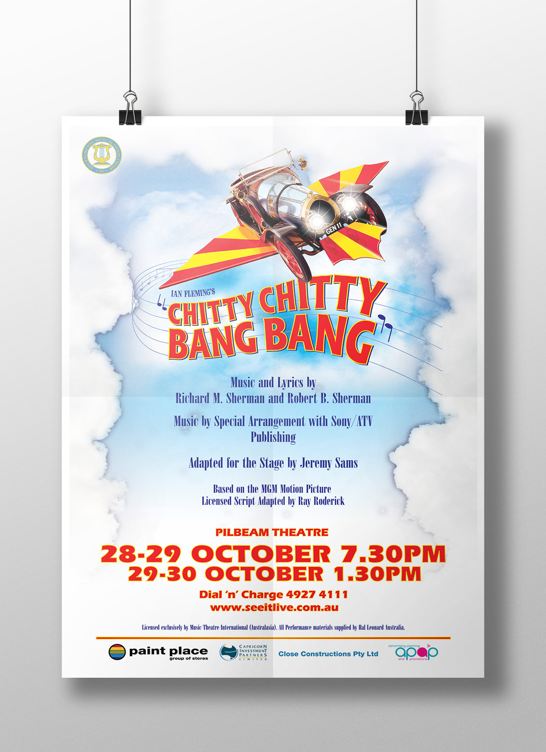 APAP Events Event Management and Graphic Design Rockhampton Chitty Chitty Bang Bang Poster Design