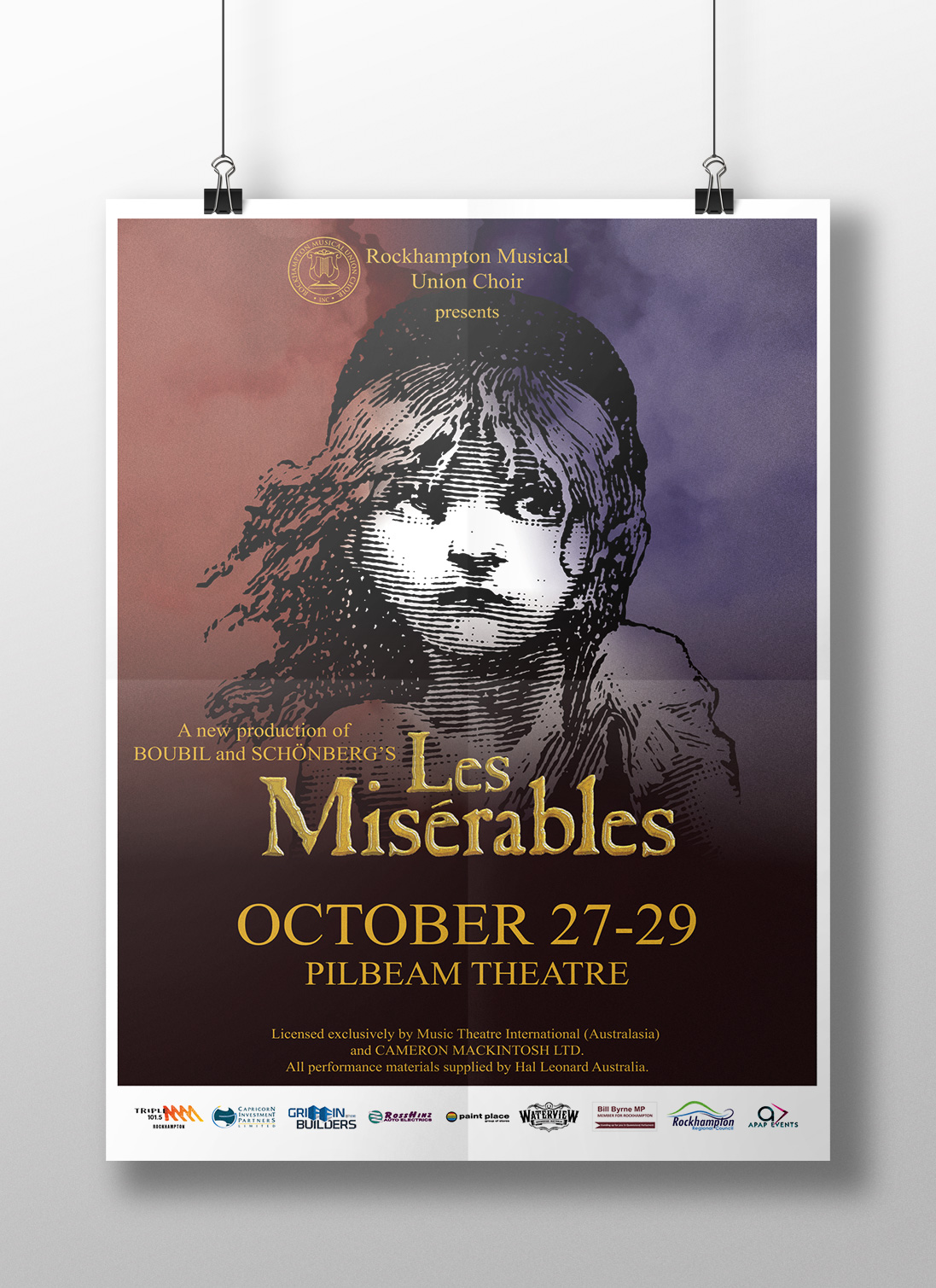 APAP Events Event Management and Graphic Design Rockhampton Les Miserable Poster