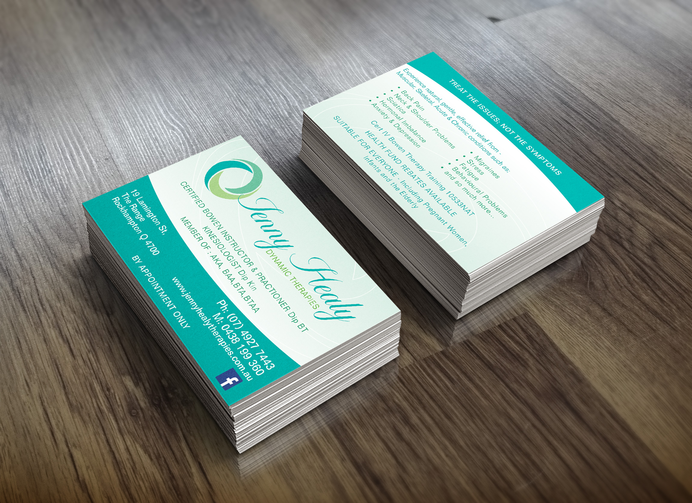 APAP Events Event Management and Graphic Design Rockhampton Jenny Healy Therapies Business Cards